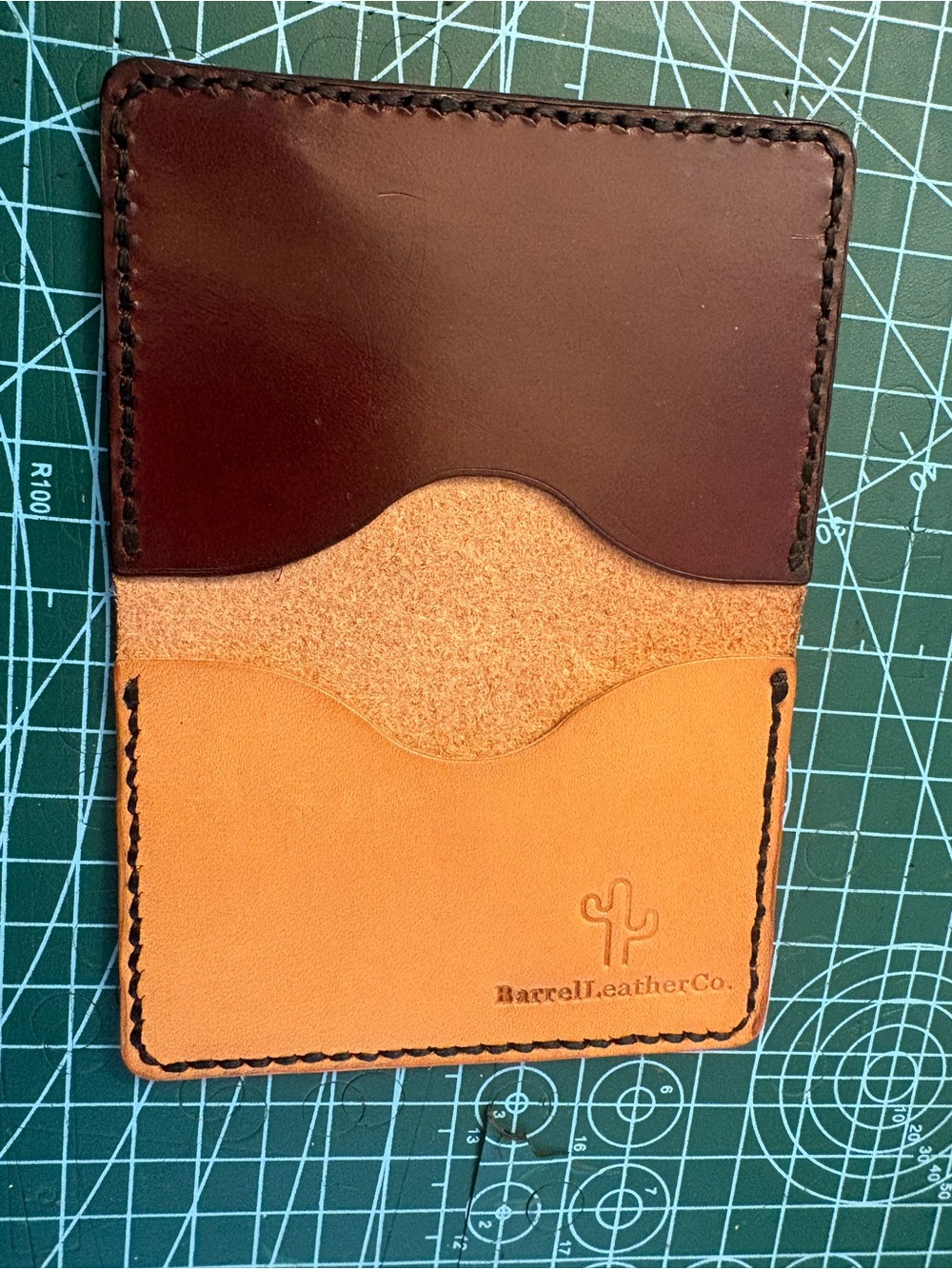 Two-Tone Brown & Tan Slim Leather Card Wallet